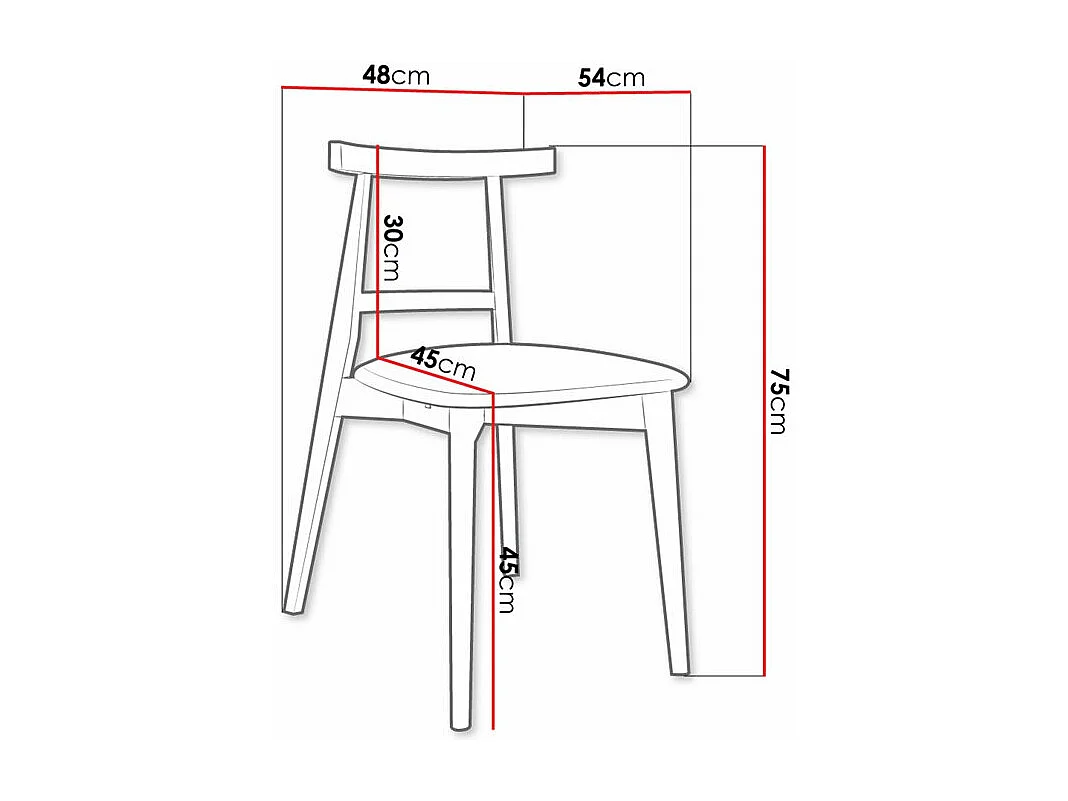 Chaise Dearborn 104, 75x48x54cm, Tissu, En bois, Bois