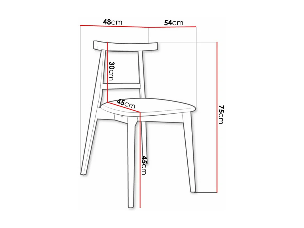 Chaise Dearborn 104, 75x48x54cm, Tissu, En bois, Bois