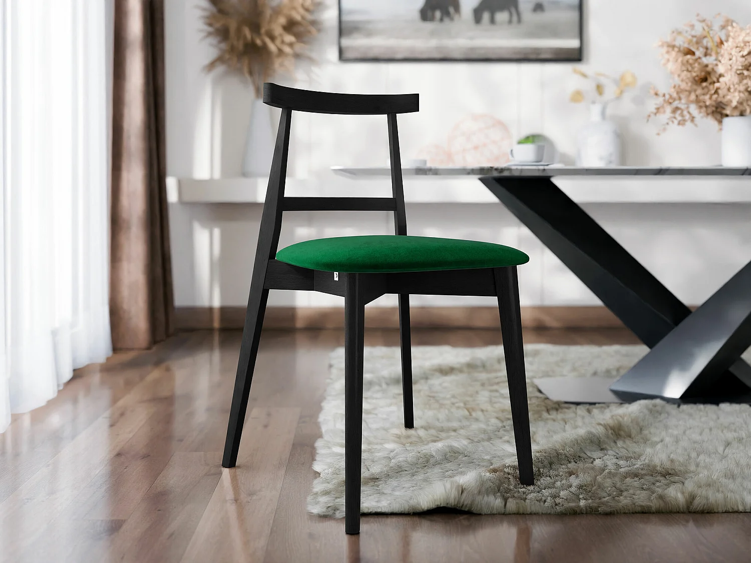 Cadeira Dearborn 104, Tecido, De madeira, Madeira, 75x48x54cm