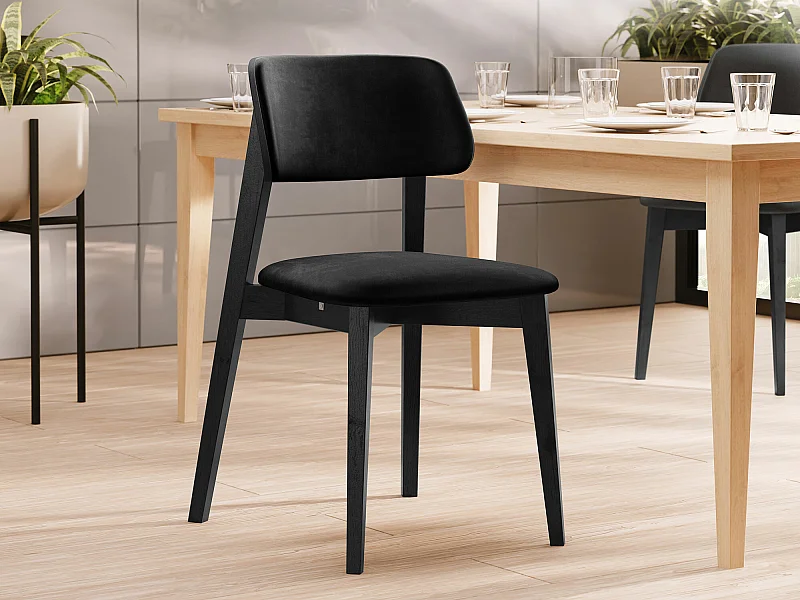 Chaise Dearborn 100, 80x46x49cm, Tapisserie, En bois, Bois