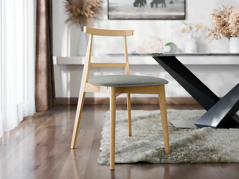 Chaise Dearborn 104, 75x48x54cm, Tissu, En bois, Bois