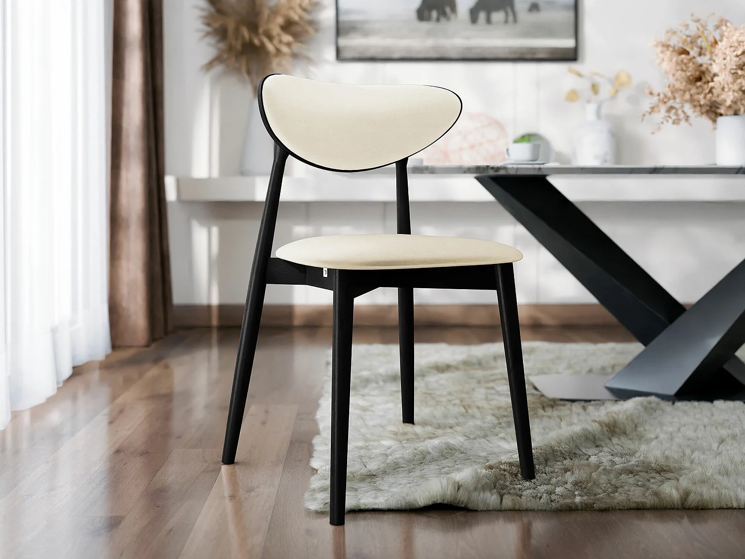 Silla Dearborn 103, 80x48x49cm, Tapiz, De madera, Madera