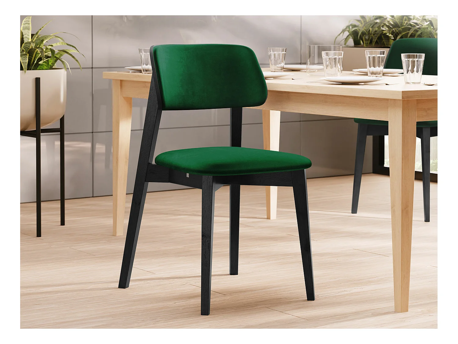 Chaise Dearborn 100, 80x46x49cm, Tapisserie, En bois, Bois