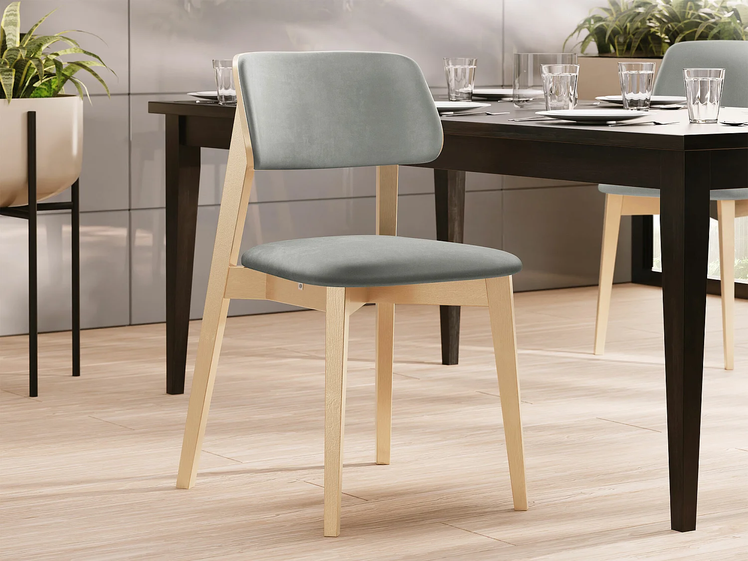 Silla Dearborn 100, 80x46x49cm, Tapiz, De madera, Madera