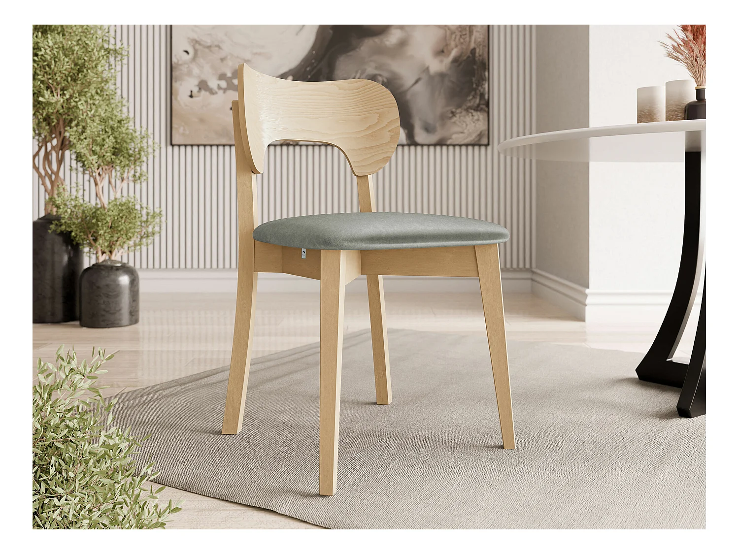 Chaise Dearborn 102, 80x48x51cm, Tapisserie, En bois, Bois