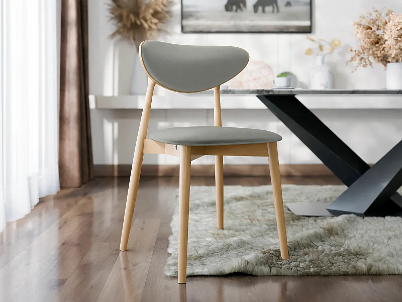 Chaise Dearborn 103, 80x48x49cm, Tissu, En bois, Bois