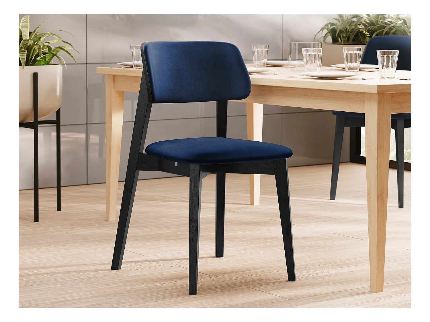 Sedia Dearborn 100, 80x46x49cm, Arazzo, Di legno, Legno
