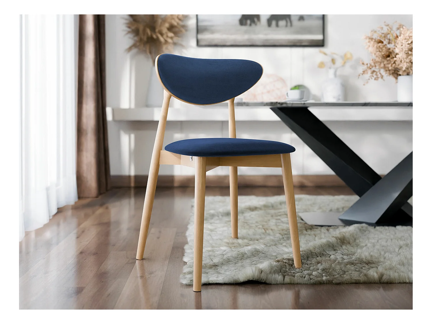 Silla Dearborn 103, 80x48x49cm, Tapiz, De madera, Madera