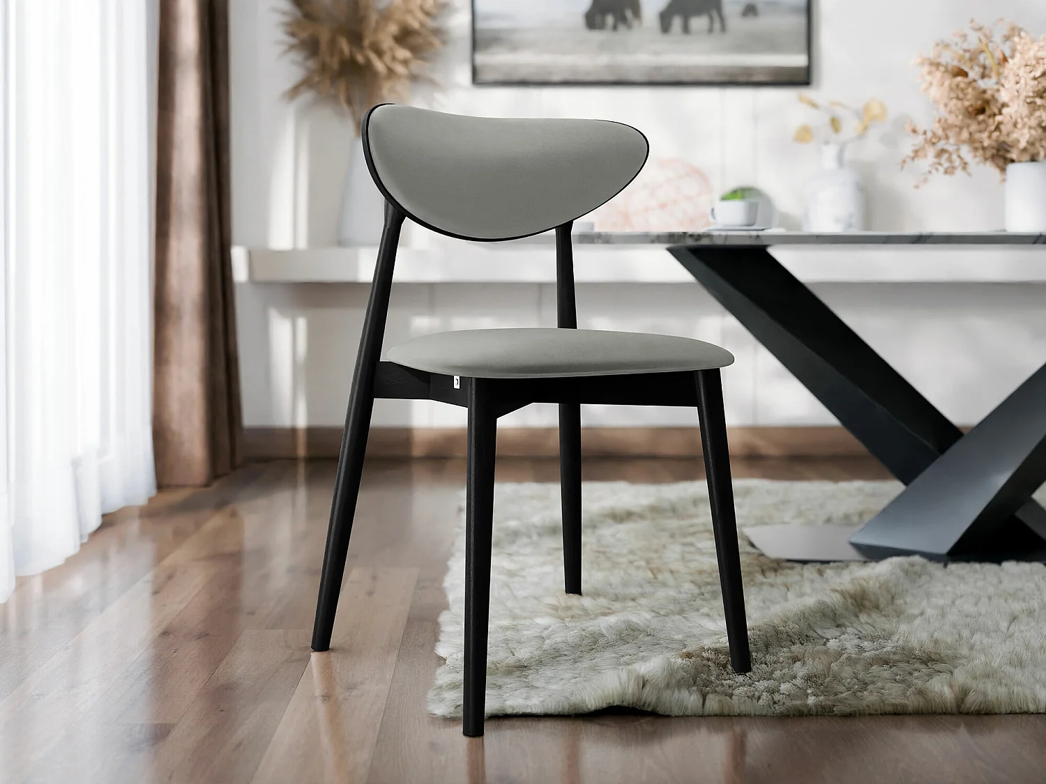 Silla Dearborn 103, 80x48x49cm, Tapiz, De madera, Madera