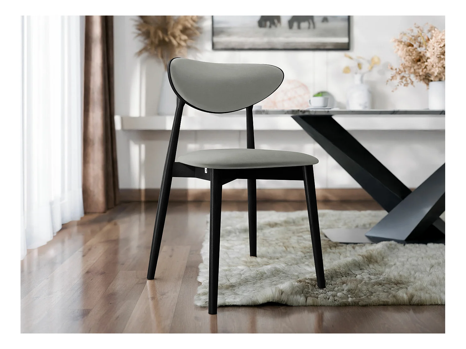 Chaise Dearborn 103, 80x48x49cm, Tapisserie, En bois, Bois