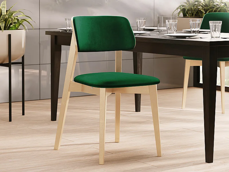 Chaise Dearborn 100, 80x46x49cm, Tapisserie, En bois, Bois