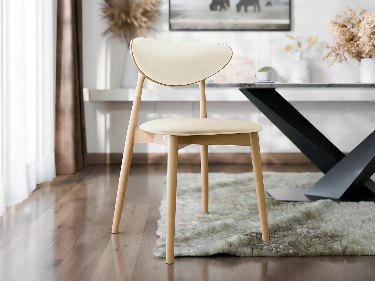 Silla Dearborn 103, 80x48x49cm, Tapiz, De madera, Madera