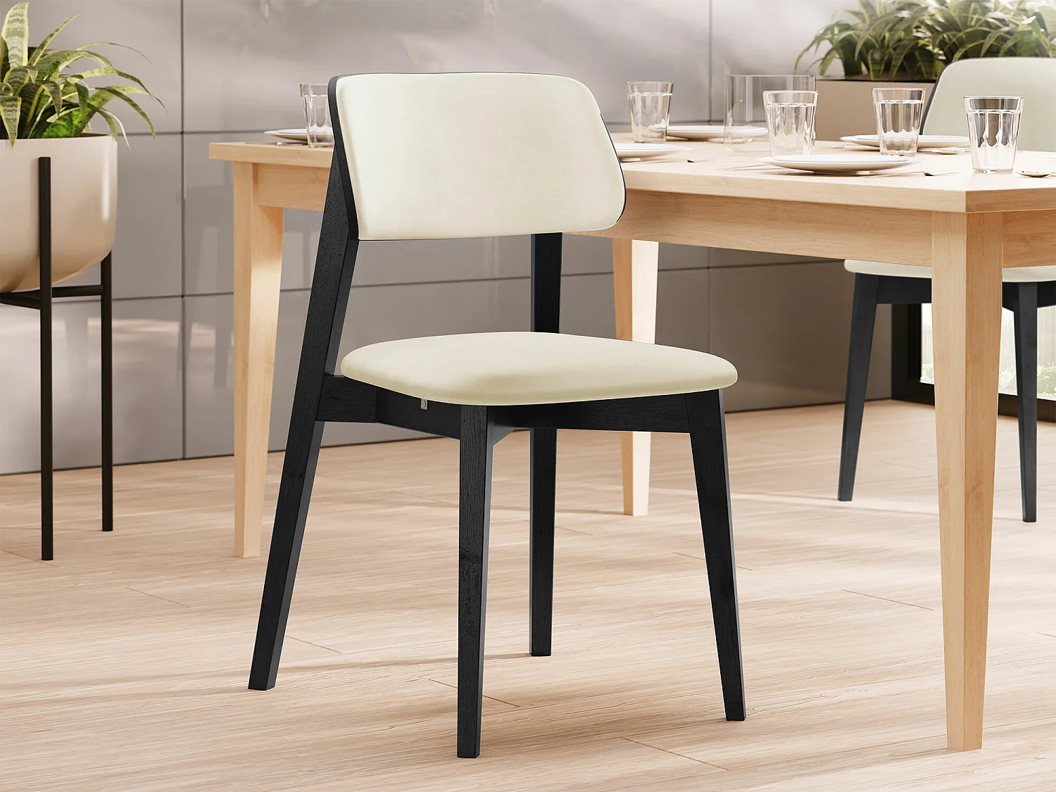 Sedia Dearborn 100, 80x46x49cm, Arazzo, Di legno, Legno