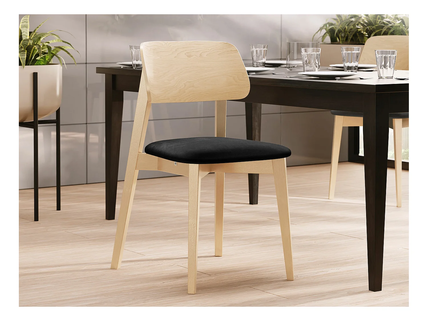 Silla Dearborn 101, 80x46x49cm, Tapiz, De madera, Madera