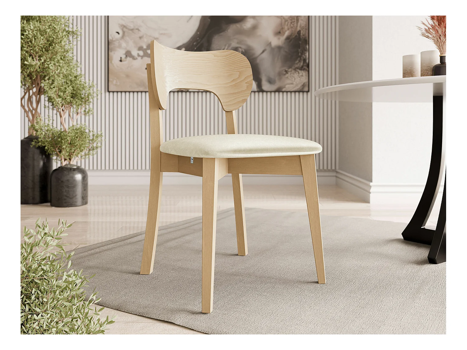 Chaise Dearborn 102, 80x48x51cm, Tapisserie, En bois, Bois