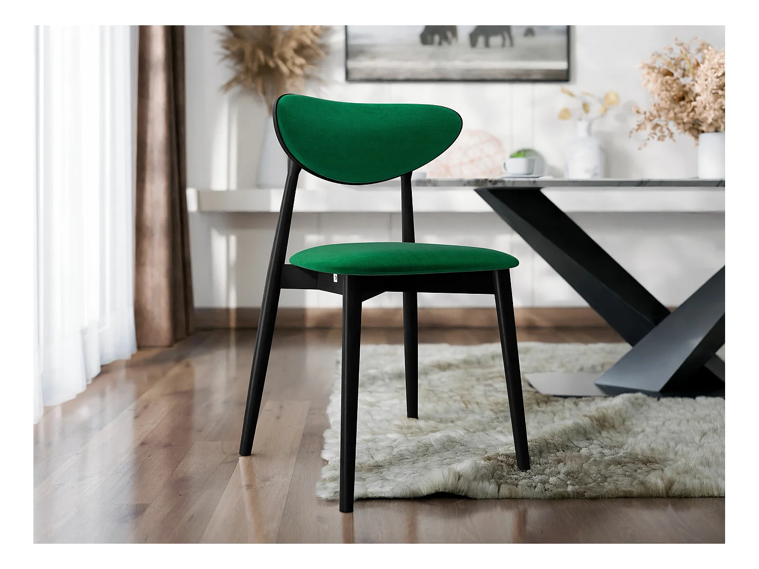 Chaise Dearborn 103, 80x48x49cm, Tapisserie, En bois, Bois