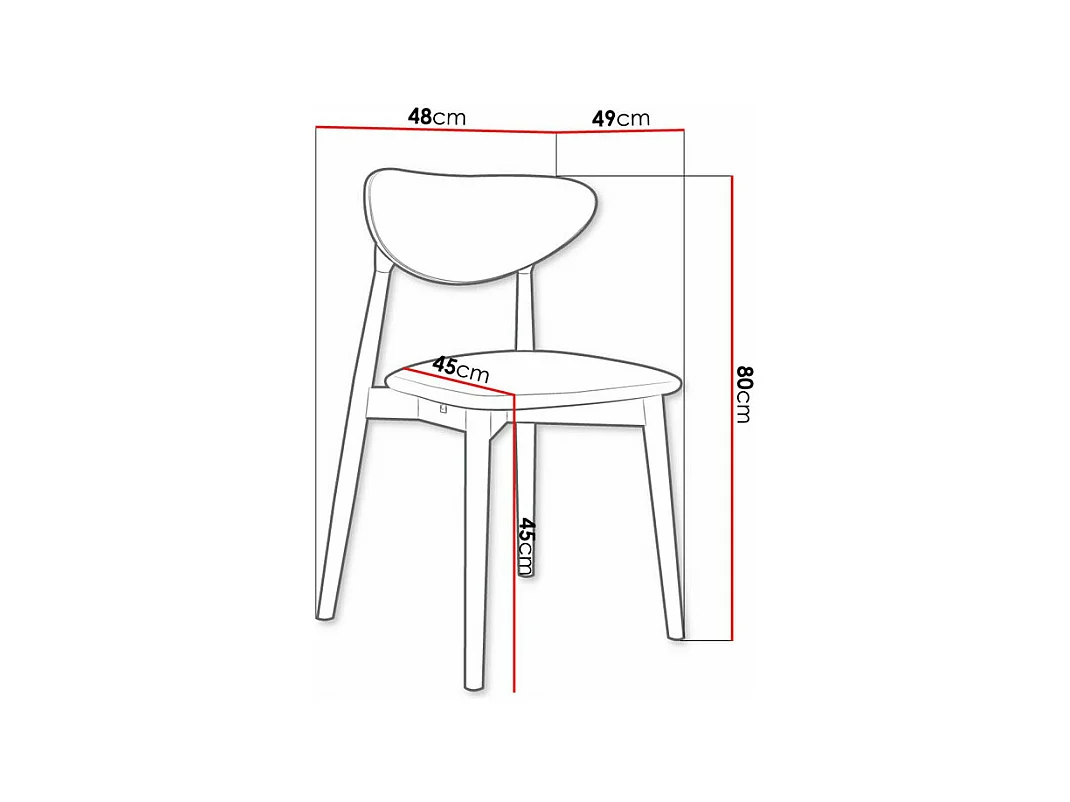 Chaise Dearborn 103, 80x48x49cm, Tapisserie, En bois, Bois