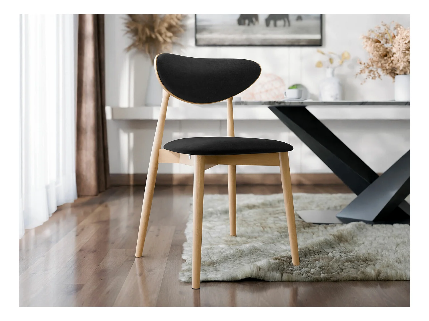 Silla Dearborn 103, 80x48x49cm, Tapiz, De madera, Madera