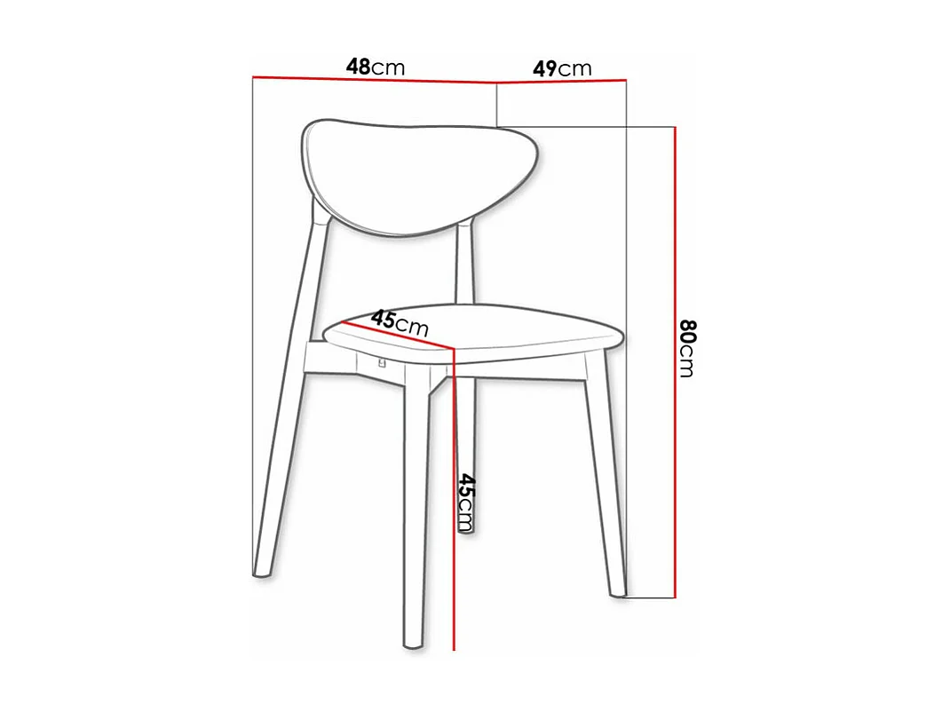 Chaise Dearborn 103, 80x48x49cm, Tissu, En bois, Bois