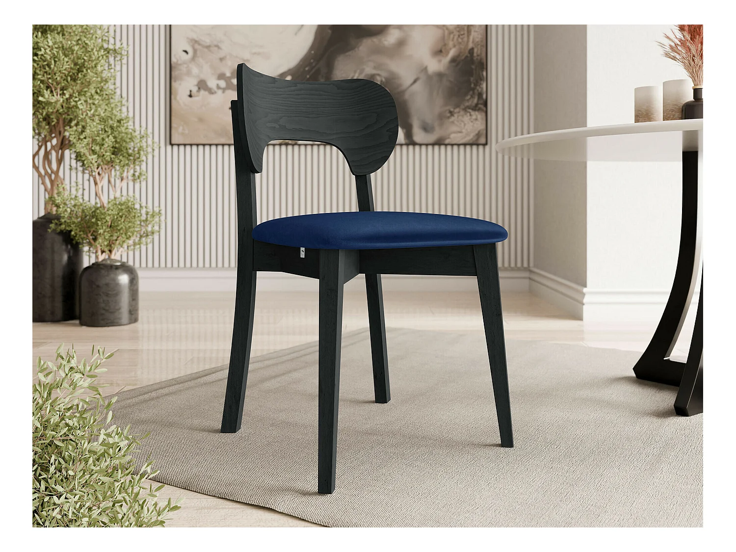 Chaise Dearborn 102, 80x48x51cm, Tapisserie, En bois, Bois