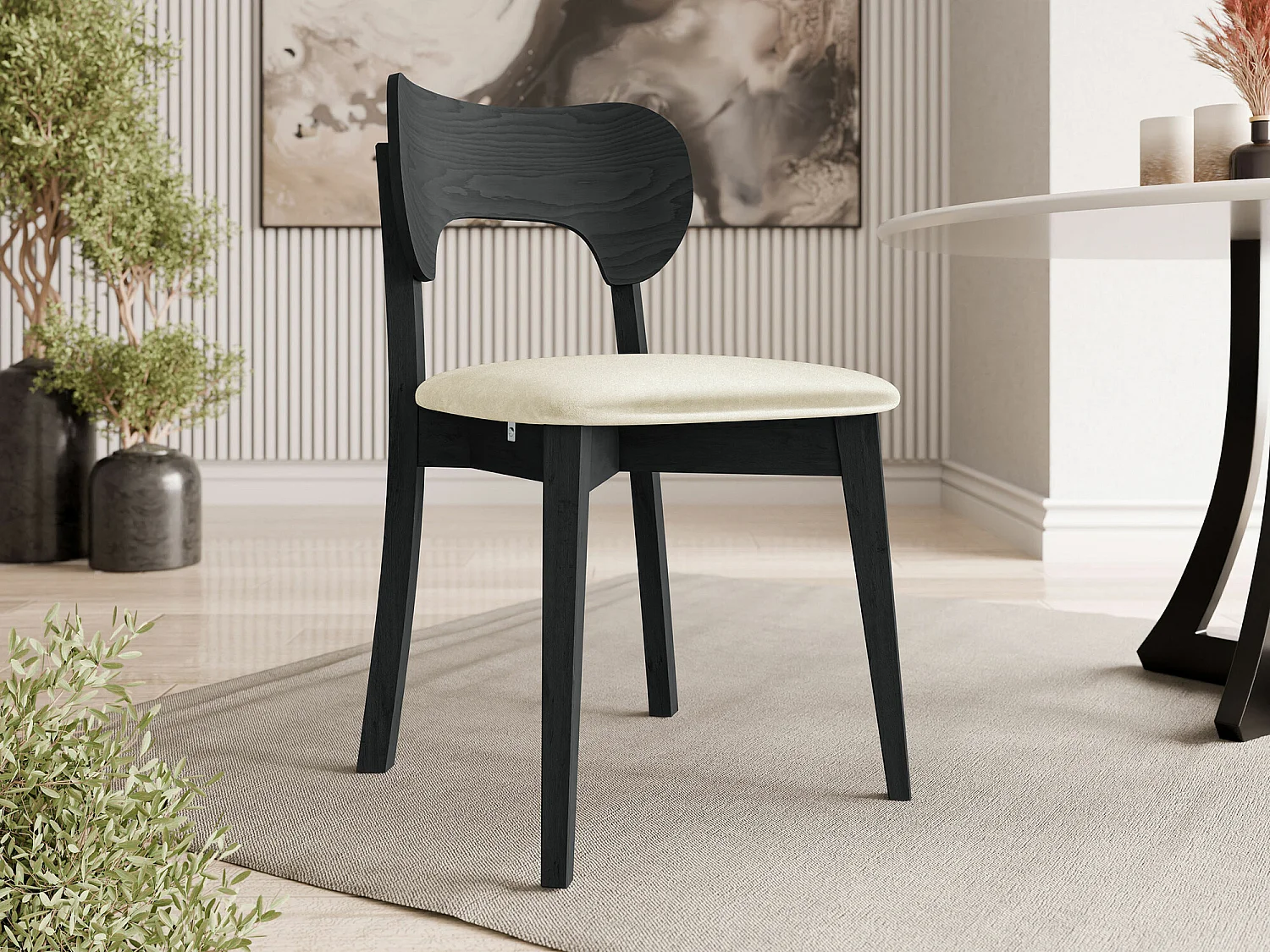 Chaise Dearborn 102, 80x48x51cm, Tapisserie, En bois, Bois