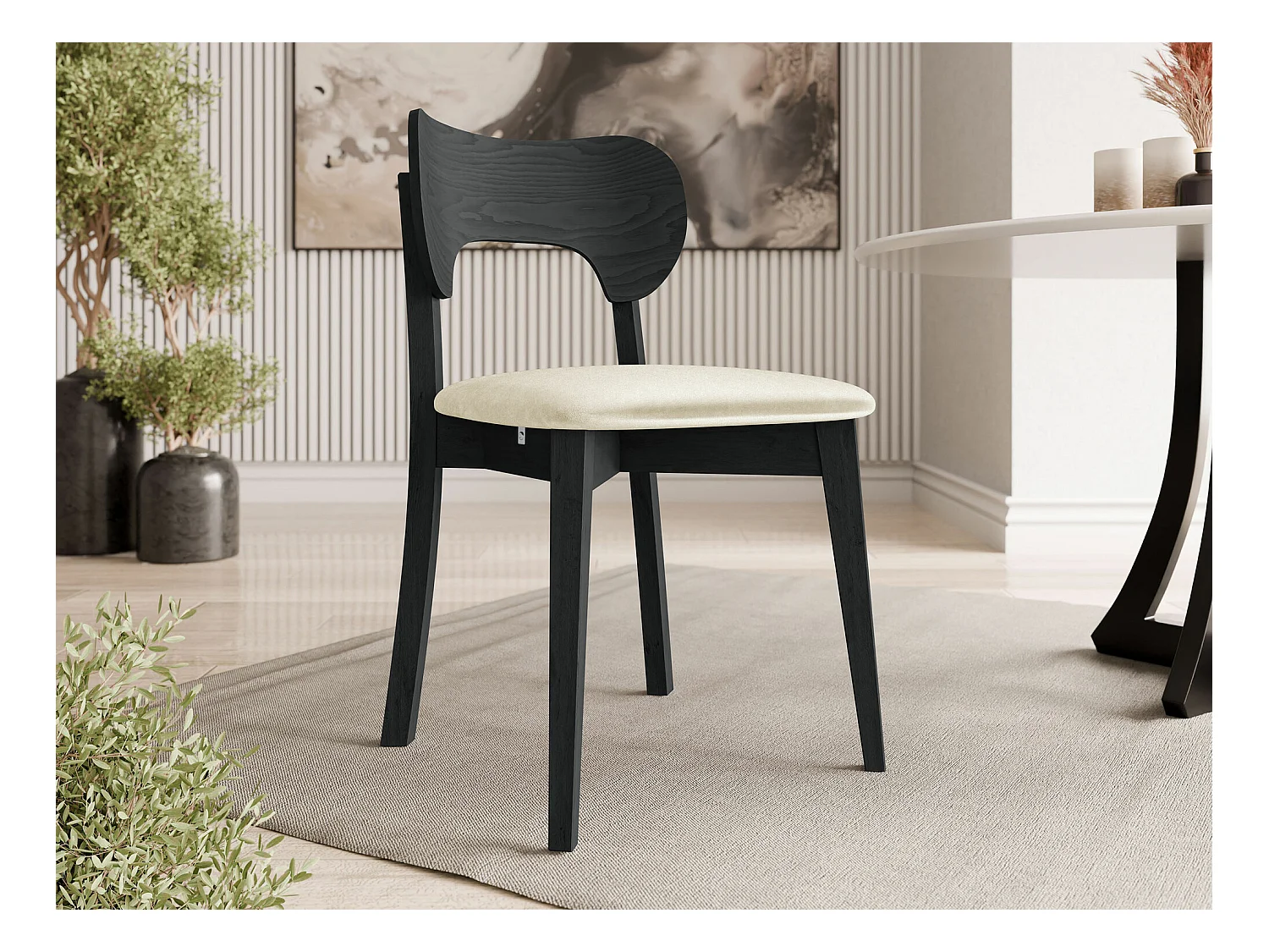 Chaise Dearborn 102, 80x48x51cm, Tapisserie, En bois, Bois