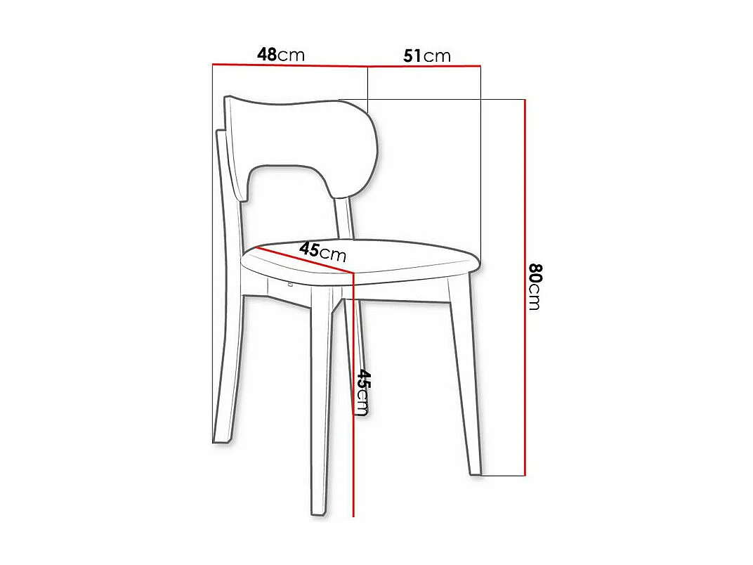 Chaise Dearborn 102, 80x48x51cm, Tapisserie, En bois, Bois