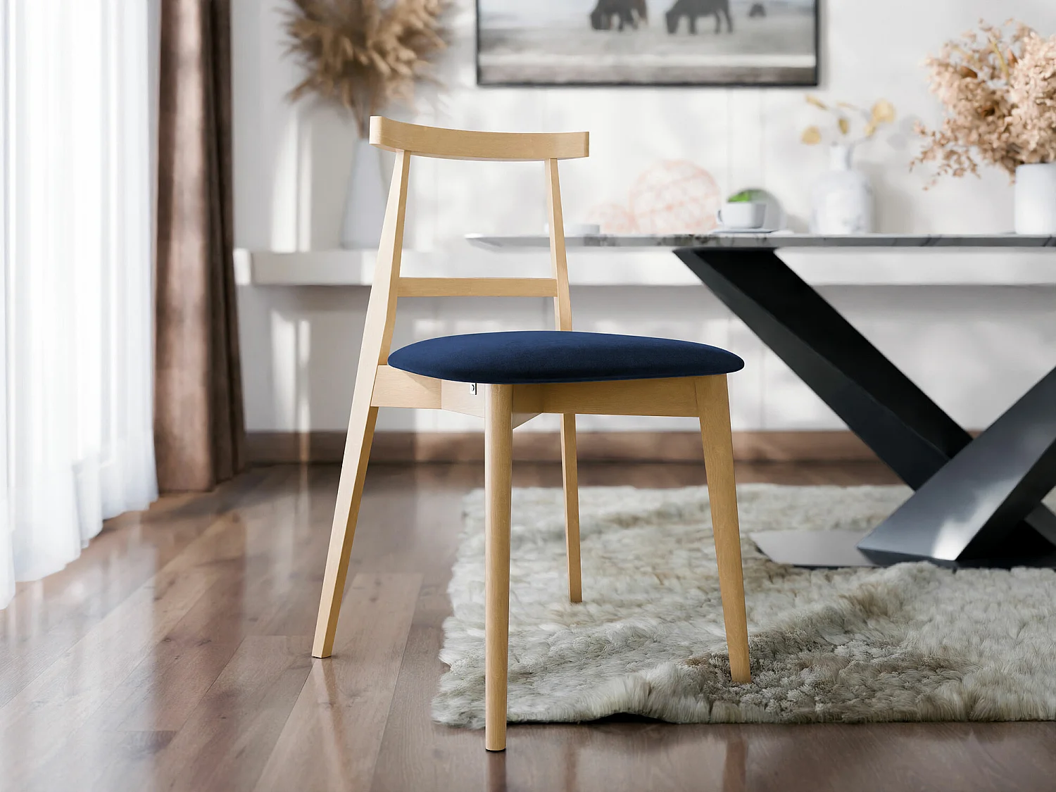 Silla Dearborn 104, 75x48x54cm, Tapiz, De madera, Madera