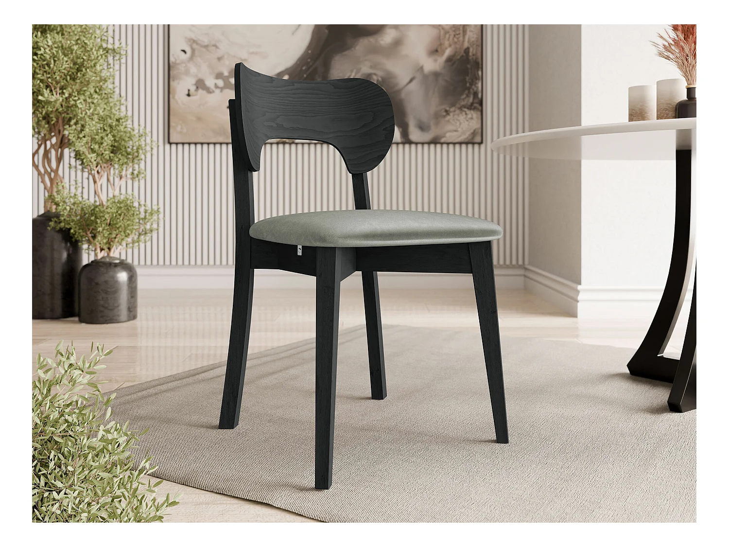 Chaise Dearborn 102, 80x48x51cm, Tapisserie, En bois, Bois