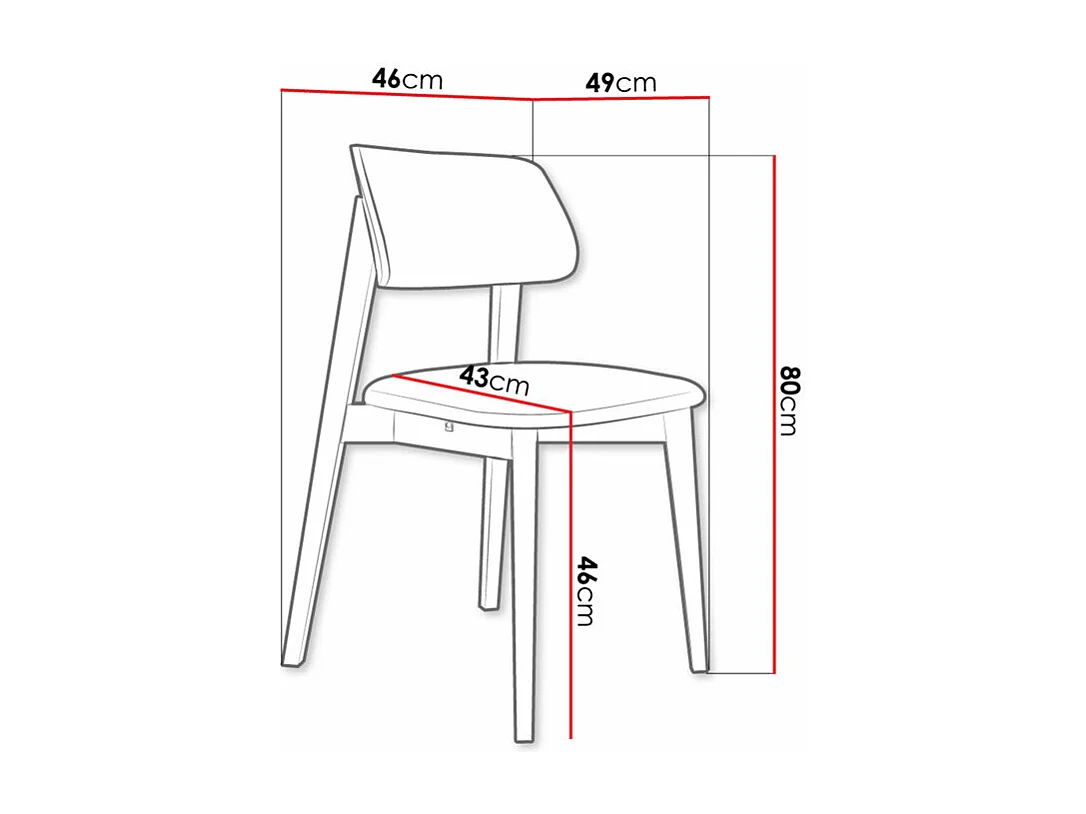 Chaise Dearborn 101, 80x46x49cm, Tapisserie, En bois, Bois