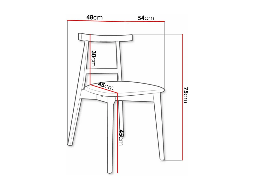 Chaise Dearborn 104, 75x48x54cm, Tapisserie, En bois, Bois