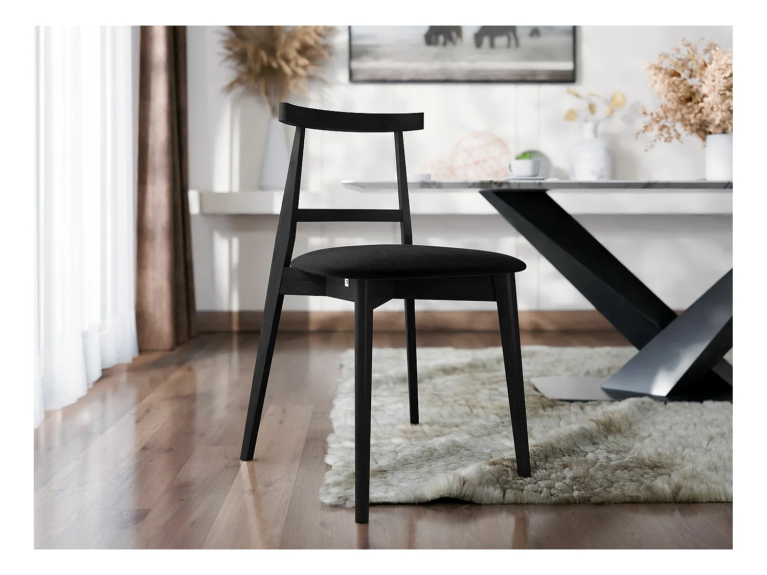 Silla Dearborn 104, 75x48x54cm, Tapiz, De madera, Madera