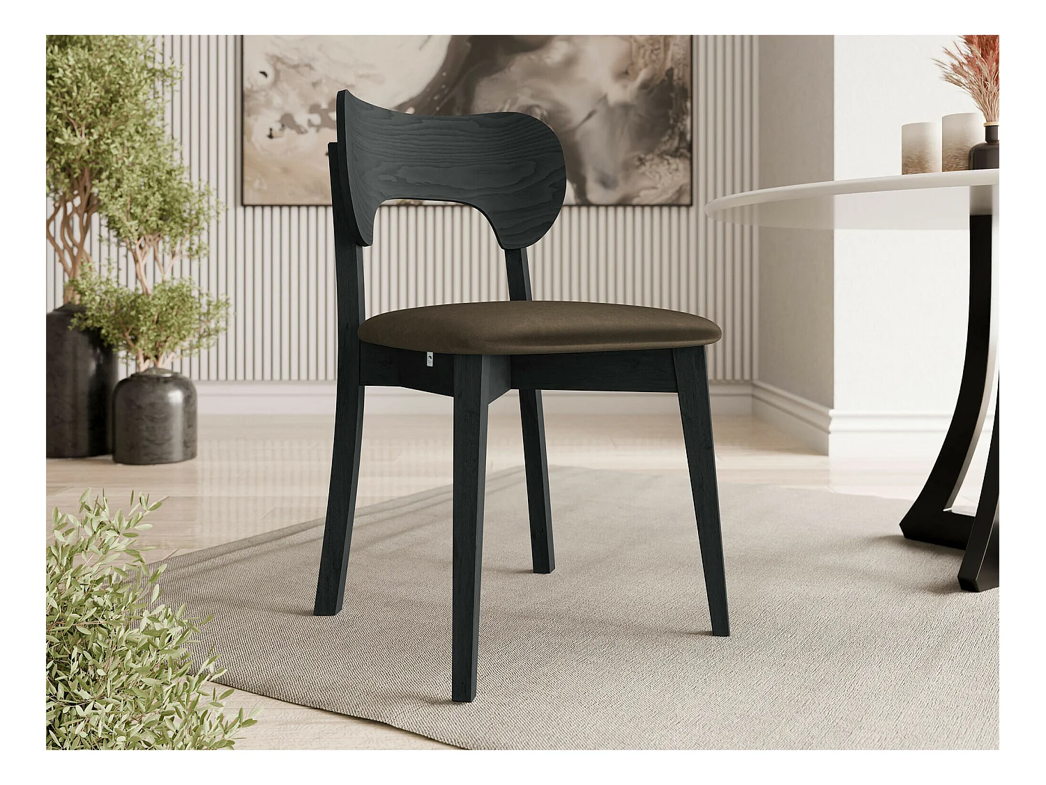 Chaise Dearborn 102, 80x48x51cm, Tapisserie, En bois, Bois