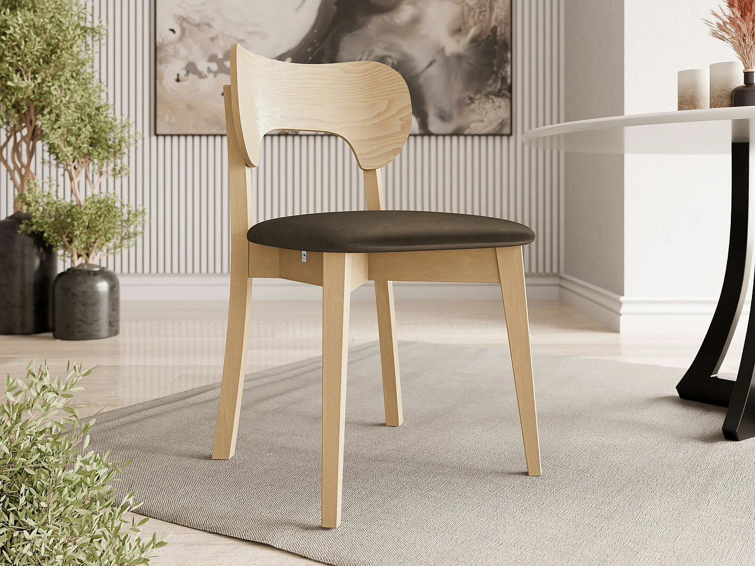 Silla Dearborn 102, 80x48x51cm, Tapiz, De madera, Madera