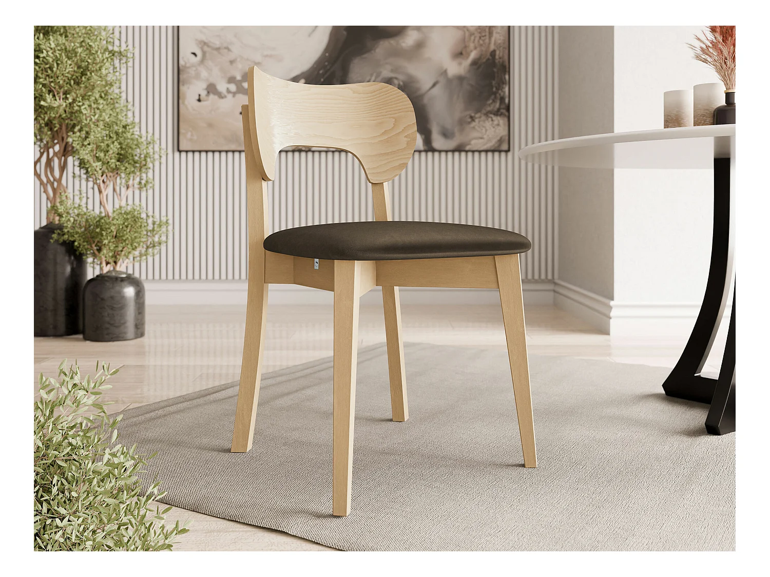 Chaise Dearborn 102, 80x48x51cm, Tapisserie, En bois, Bois