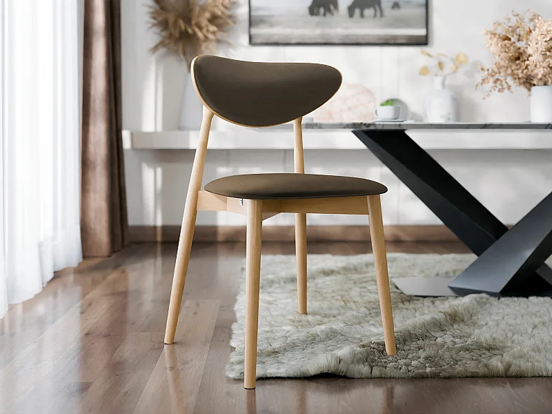 Chaise Dearborn 103, 80x48x49cm, Tissu, En bois, Bois