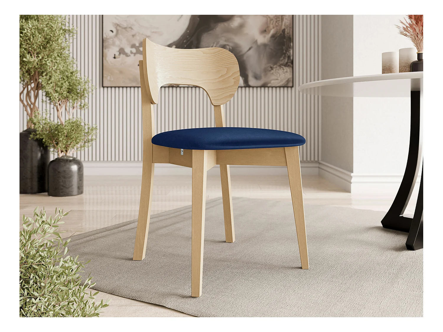 Sedia Dearborn 102, 80x48x51cm, Arazzo, Di legno, Legno