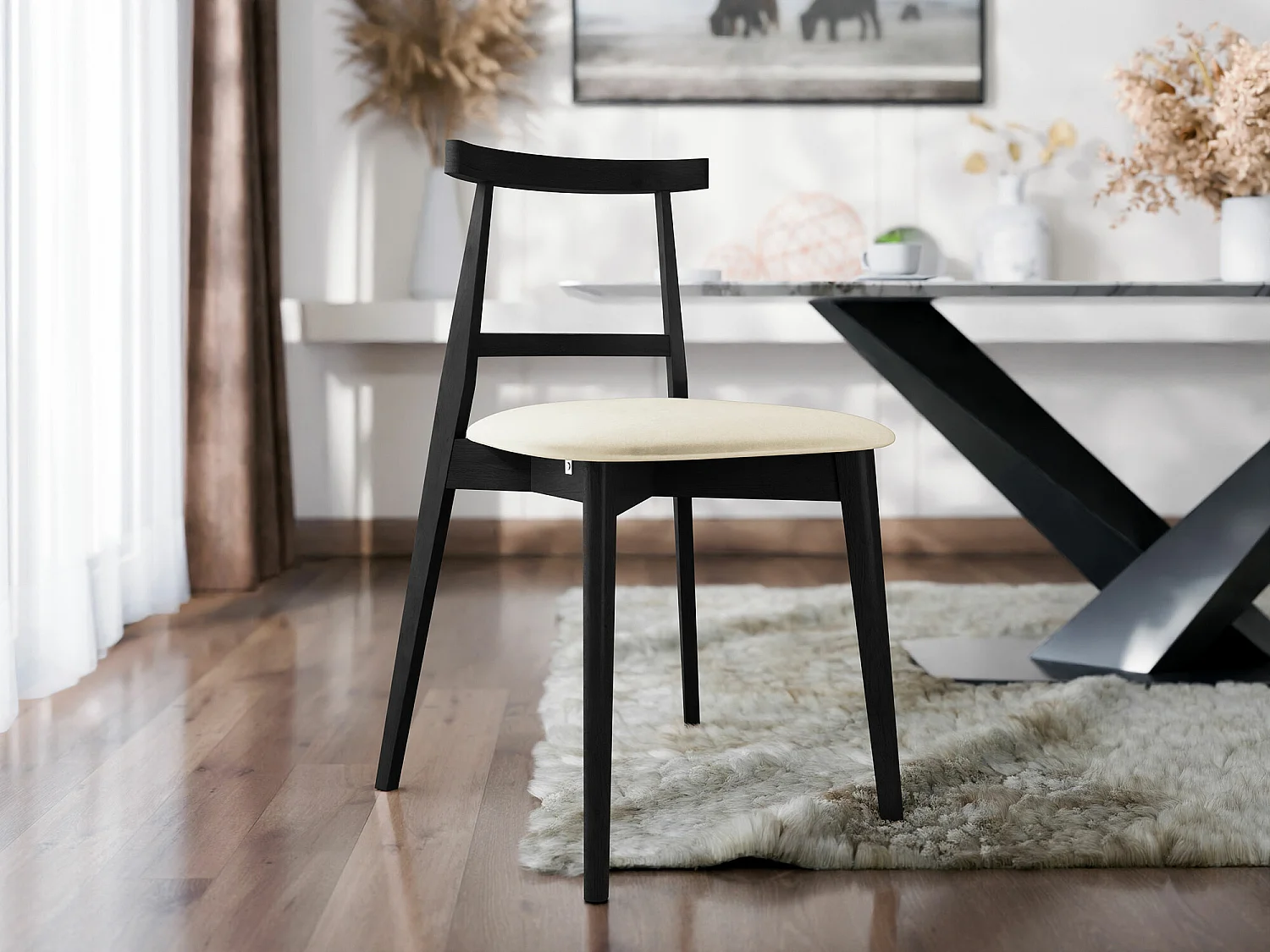 Silla Dearborn 104, 75x48x54cm, Tapiz, De madera, Madera