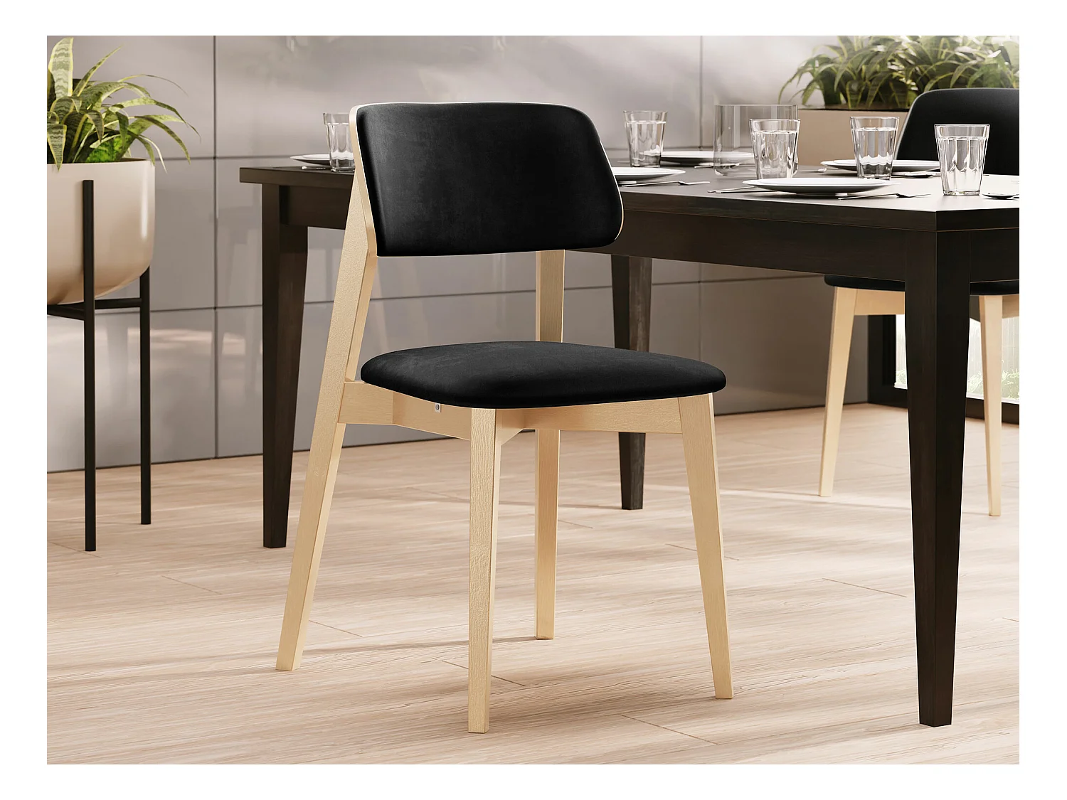 Silla Dearborn 100, 80x46x49cm, Tapiz, De madera, Madera
