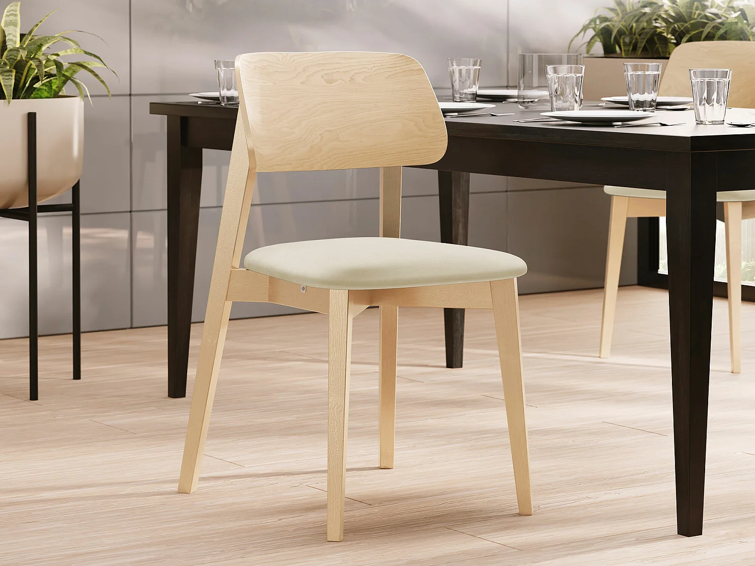 Silla Dearborn 101, 80x46x49cm, Tapiz, De madera, Madera