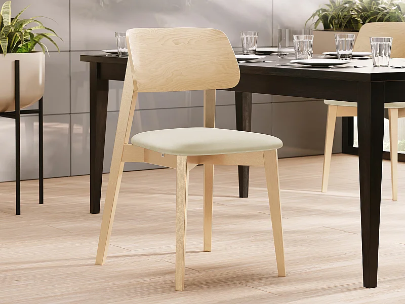 Chaise Dearborn 101, 80x46x49cm, Tissu, En bois, Bois