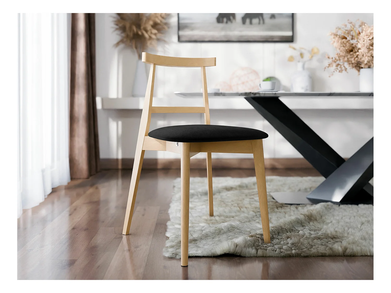Silla Dearborn 104, 75x48x54cm, Tapiz, De madera, Madera