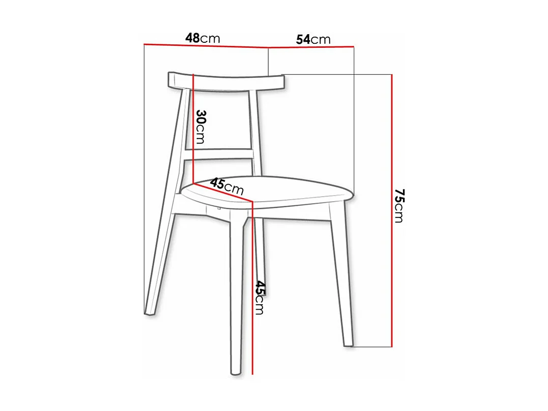 Chaise Dearborn 104, 75x48x54cm, Tissu, En bois, Bois