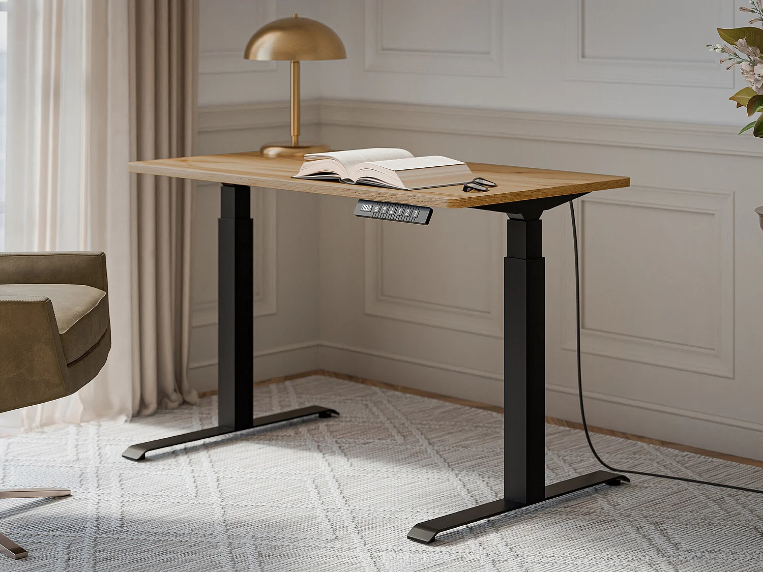 Mesa de trabajo de altura regulable Charlotte 194, Altura ajustable|Eléctrico, 72x121cm