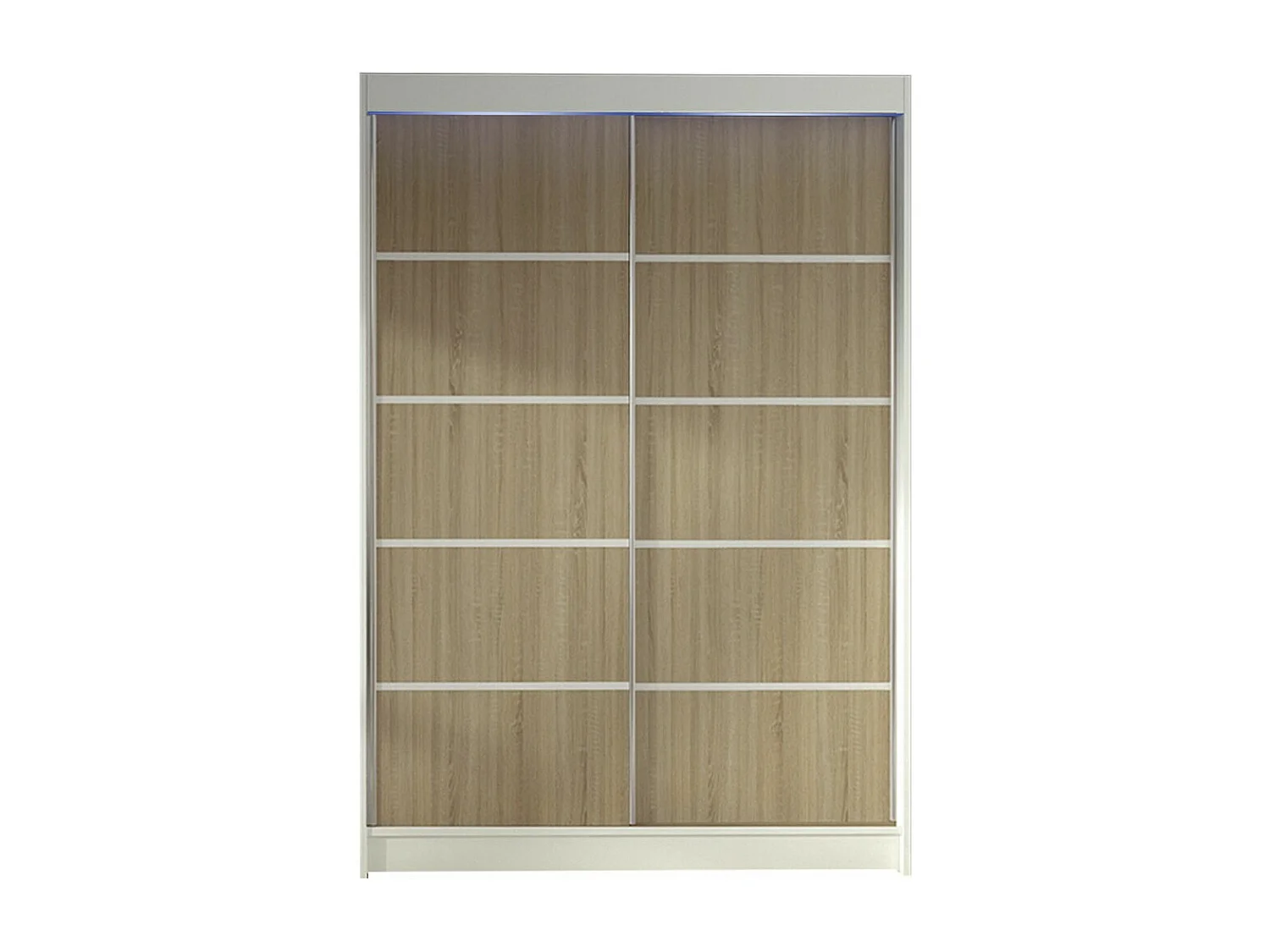 Armario Closico 150, Roble Sonoma|Blanco, 200x120x58cm, Puertas de armario: Correderas