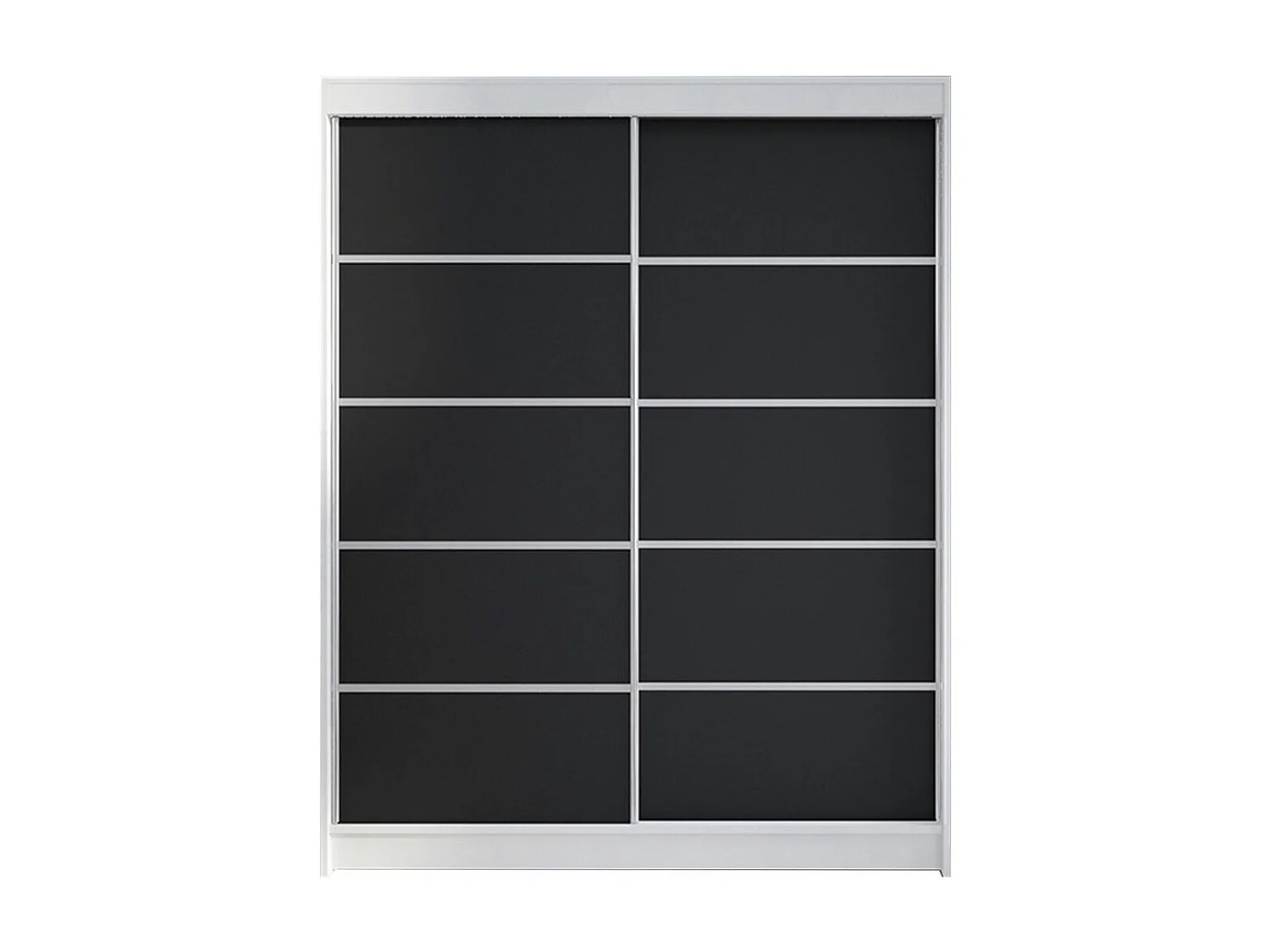 Armoire Closico 145, Blanc|Noir, 200x150x58cm, Portes d'armoire: Coulissantes
