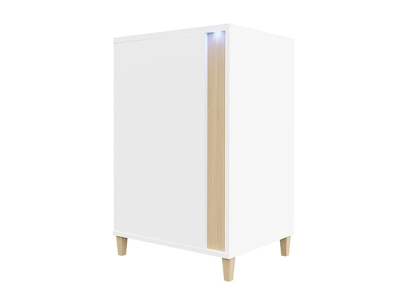Buffet Livseri 101, Blanc|Clair bois|Blanc brillant, 88x52cm, Le nombre de portes: 140cm