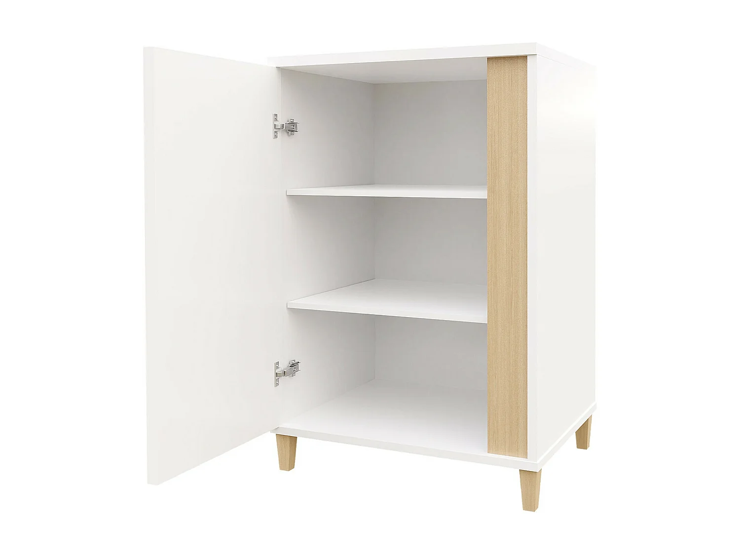 Buffet Livseri 101, Blanc brillant|Blanc|Clair bois, 88x52cm, Le nombre de portes: 140cm