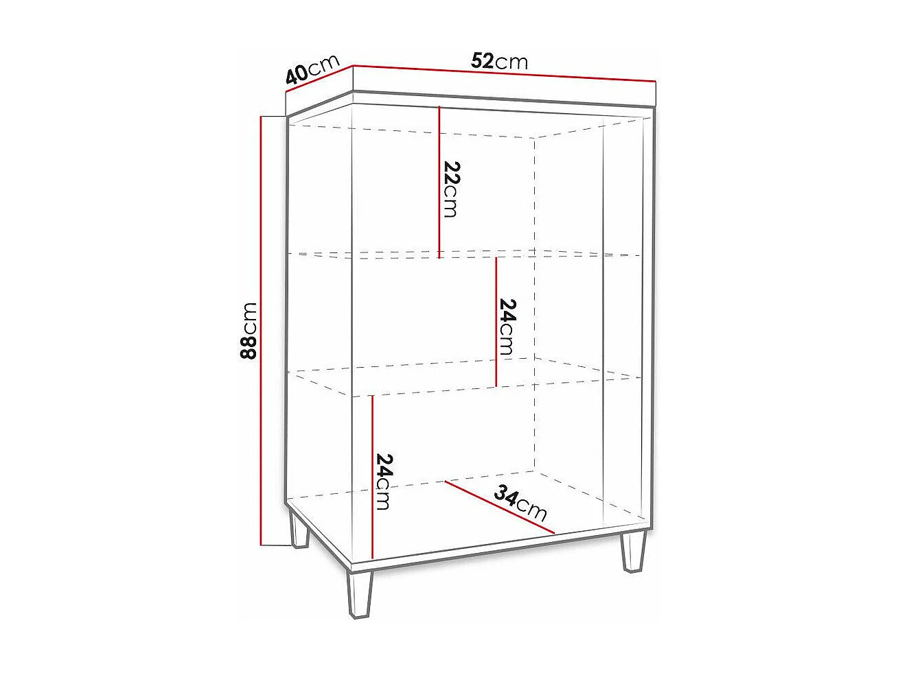 Buffet Livseri 101, Blanc brillant|Blanc|Clair bois, 88x52cm, Le nombre de portes: 140cm