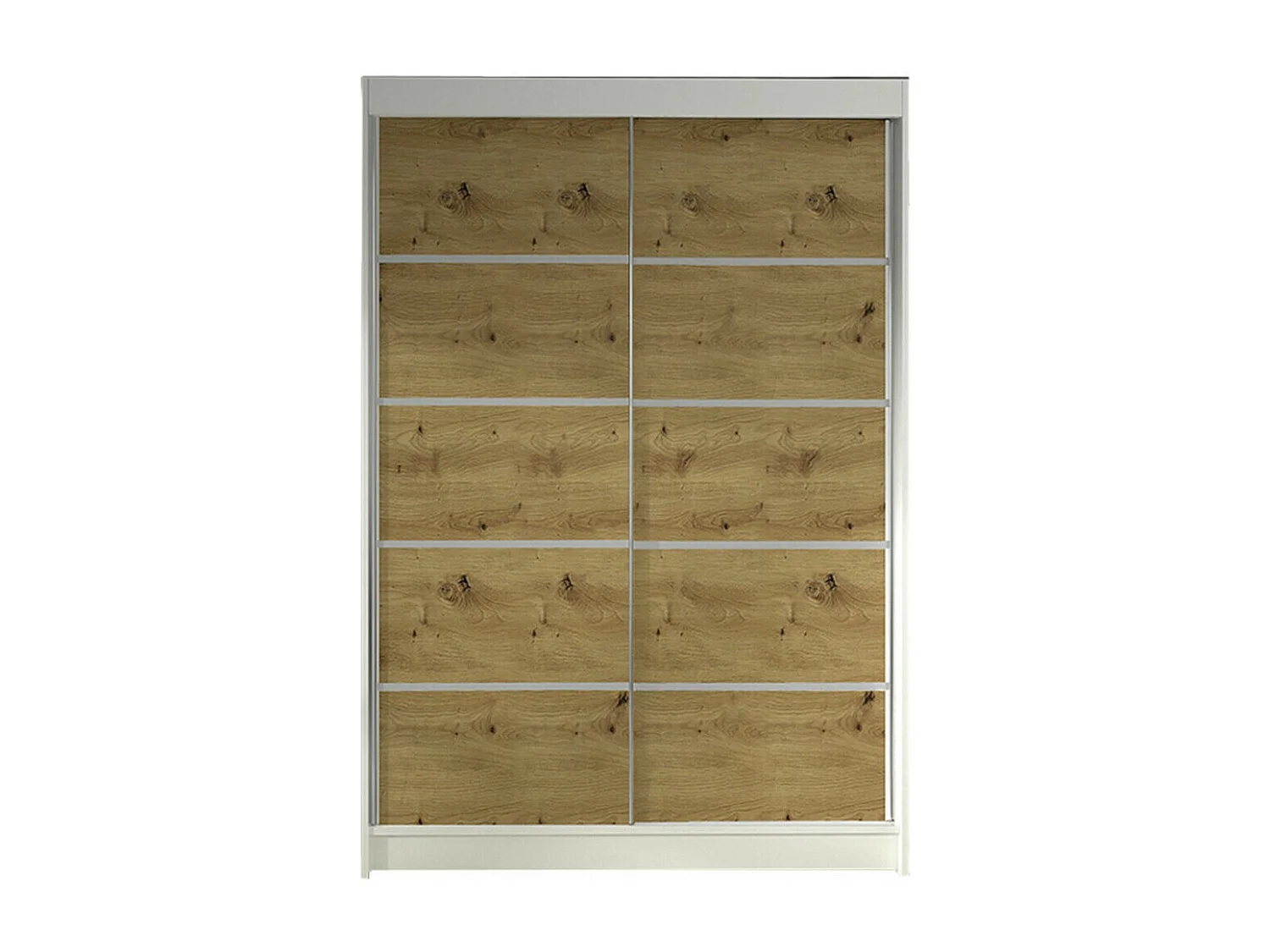 Armoire Closico 150, Chêne Artisan|Blanc, 200x120x58cm, Portes d'armoire: Coulissantes